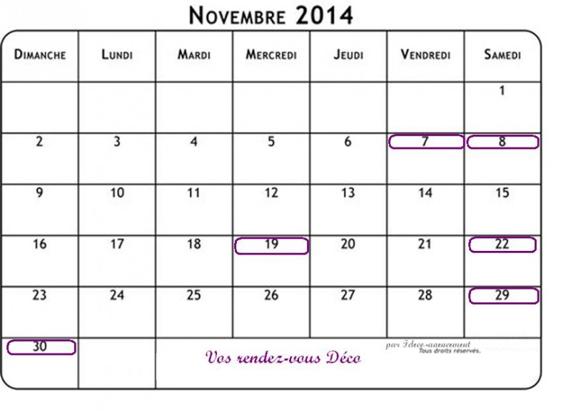 Votre agenda Déco de Novembre