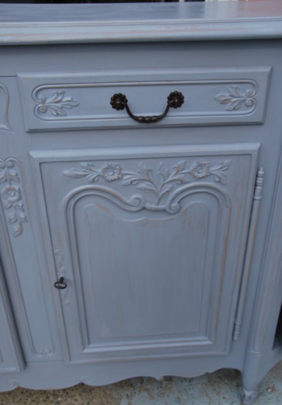 porte enfilade relookée gris bleu